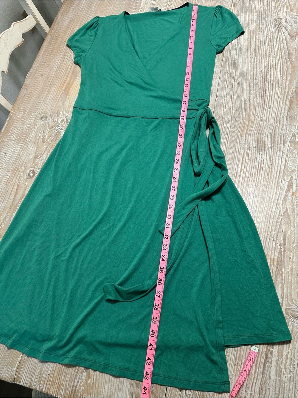 Boden Spring Green V-Neck Wrap Knee Length Dress Sz 12L - Picture 9 of 10